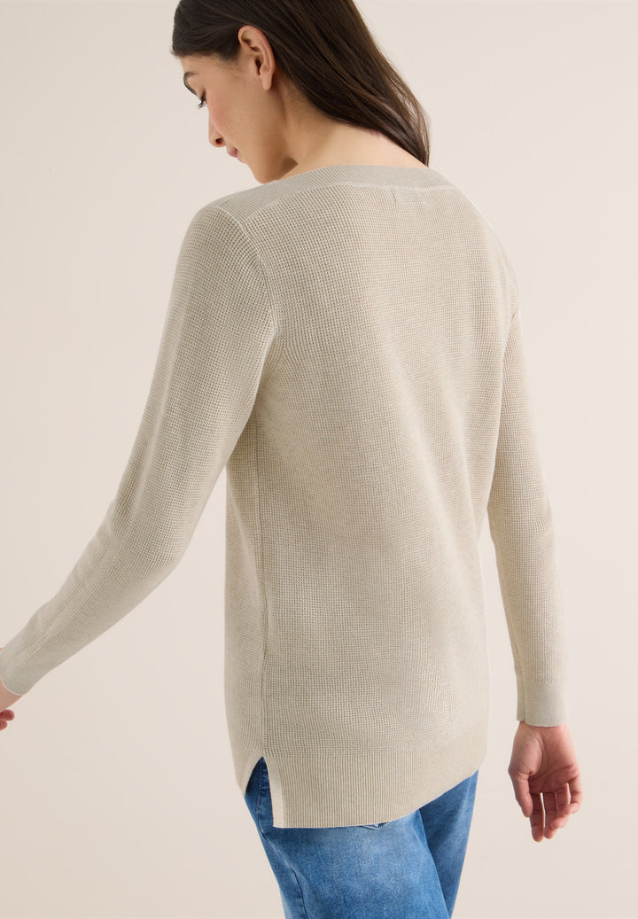 NOS_Structured Boat Neck, egg beige melange 17389 Bild 4