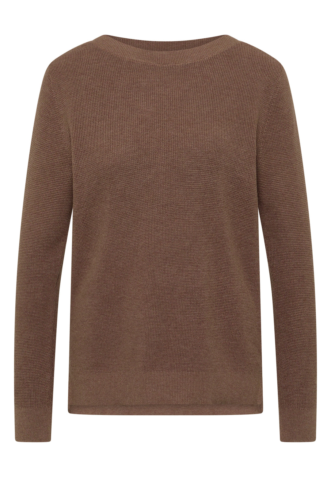 NOS_Structured Boat Neck, light macchiato brown melange 17637 Bild 1