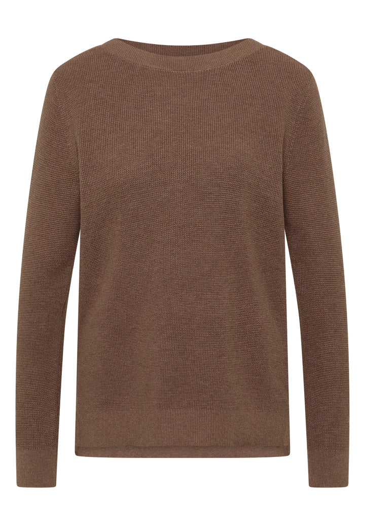 NOS_Structured Boat Neck, light macchiato brown melange 17637 Bild 1