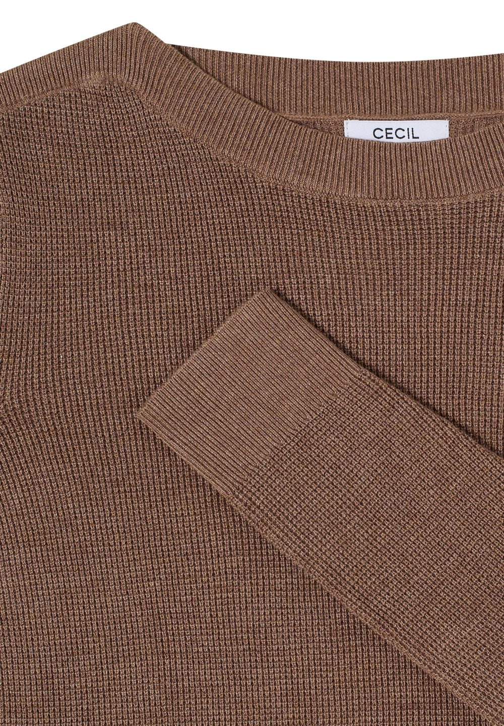 NOS_Structured Boat Neck, light macchiato brown melange 17637 Bild 2