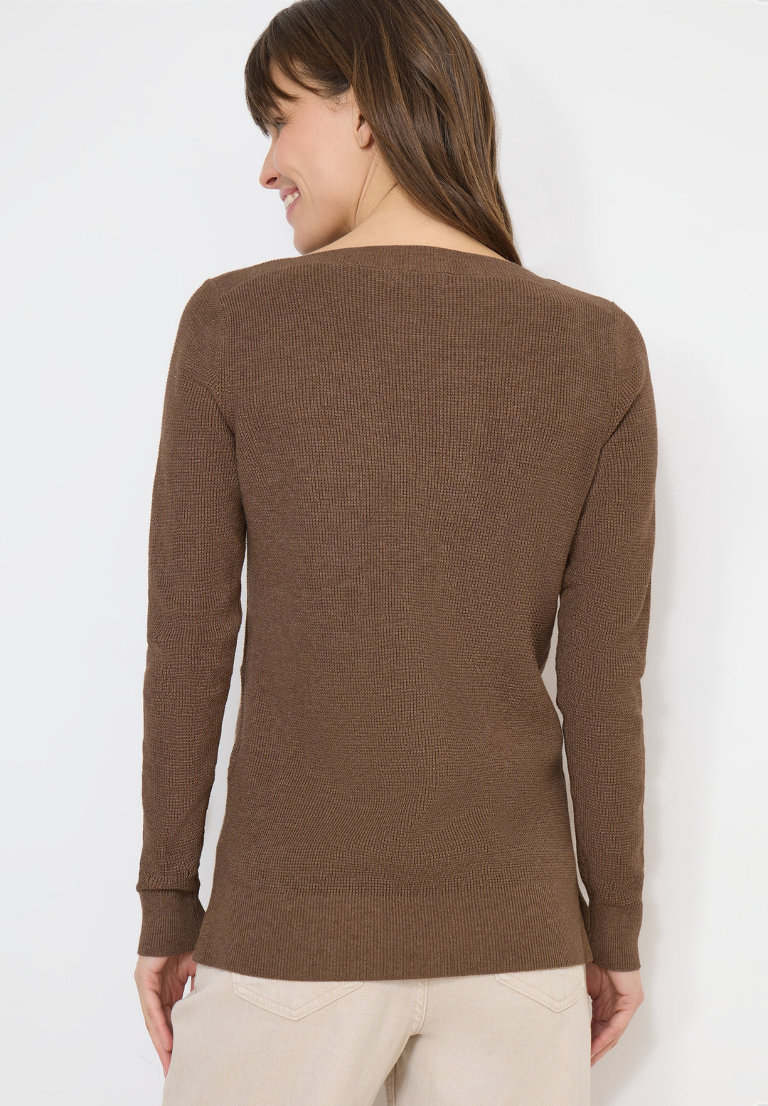 NOS_Structured Boat Neck, light macchiato brown melange 17637 Bild 4