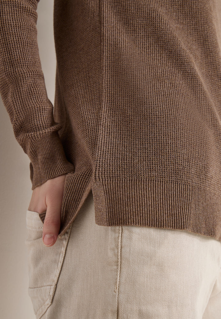 NOS_Structured Boat Neck, light macchiato brown melange 17637 Bild 6