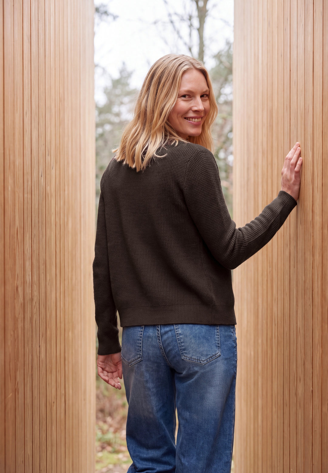 NOS Structured cosy Cardigan, truffle brown 17747 Bild 4