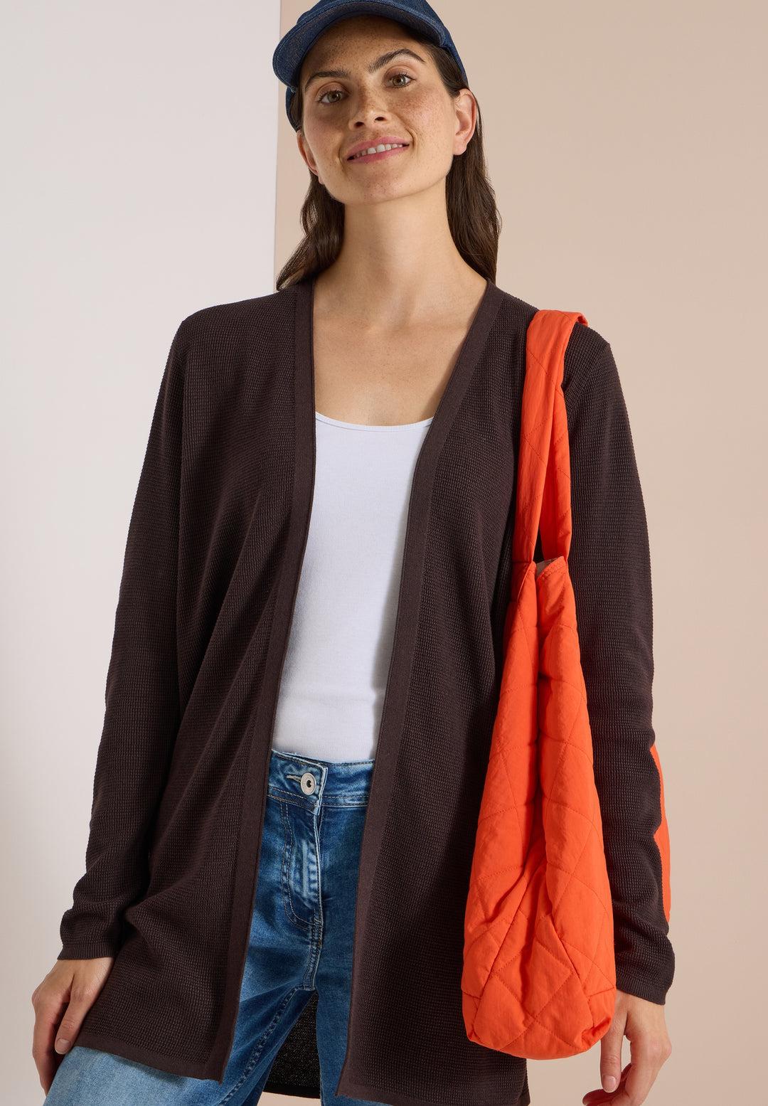 NOS_Structured Open Cardigan, truffle brown 17747 Bild 3
