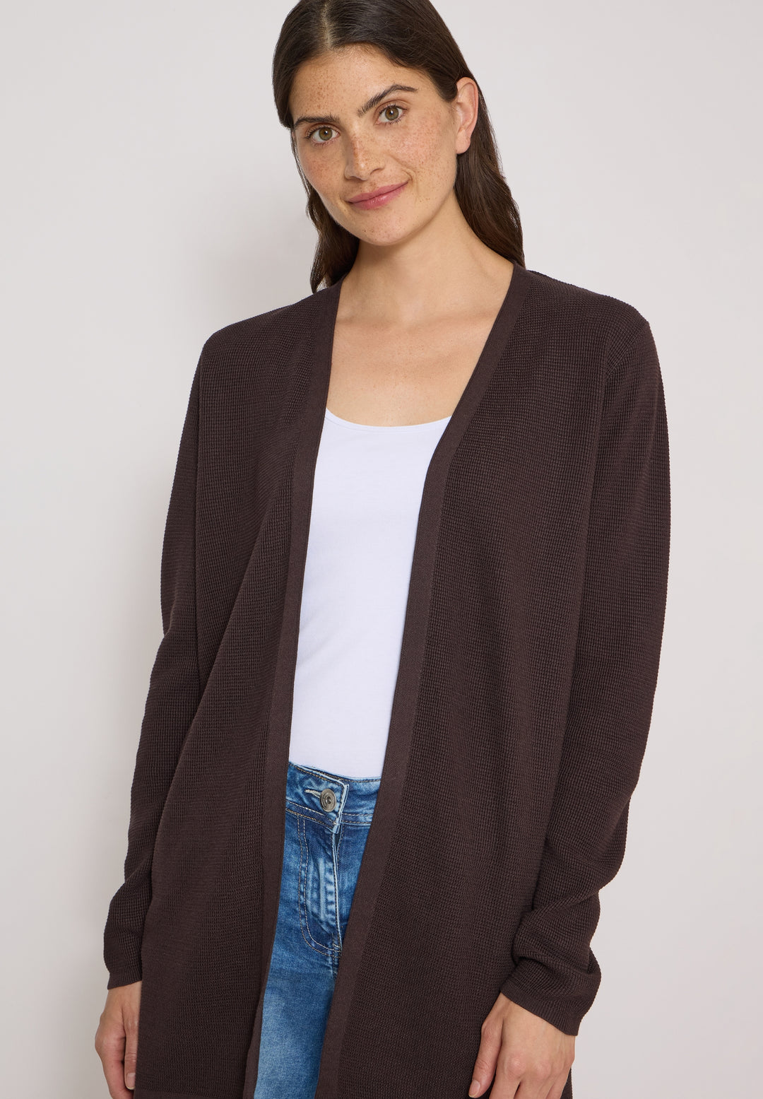 NOS_Structured Open Cardigan, truffle brown 17747 Bild 7