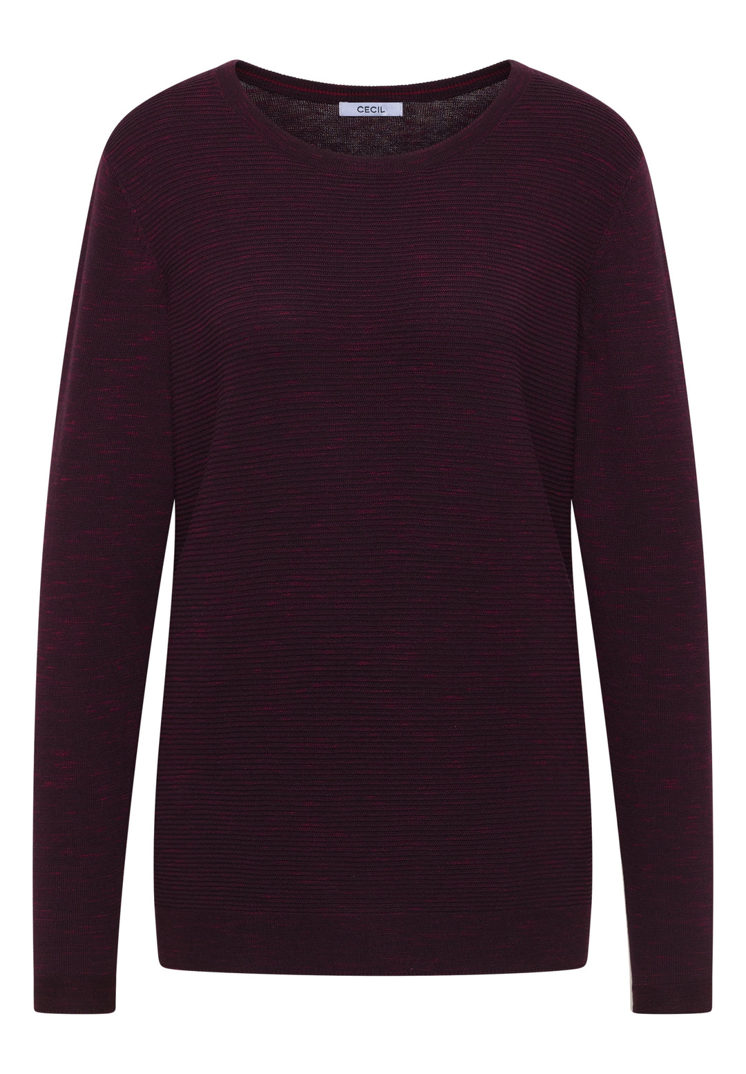 NOS_structured Roundneck, eggplant red heather melange 16930 Bild 1