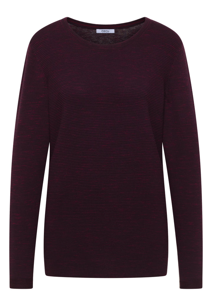 NOS_structured Roundneck, eggplant red heather melange 16930 Bild 1