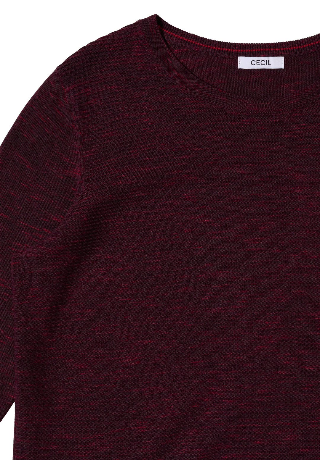 NOS_structured Roundneck, eggplant red heather melange 16930 Bild 2