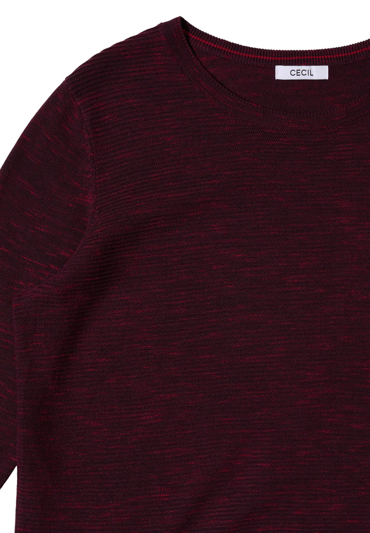 NOS_structured Roundneck, eggplant red heather melange 16930 Bild 2