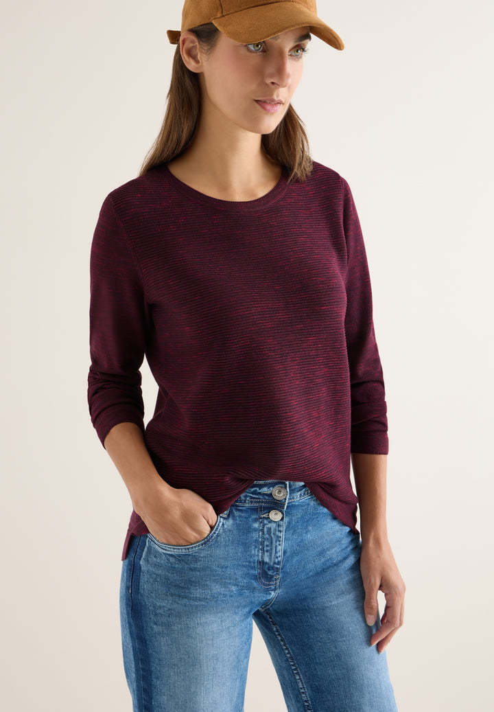 NOS_structured Roundneck, eggplant red heather melange 16930 Bild 3