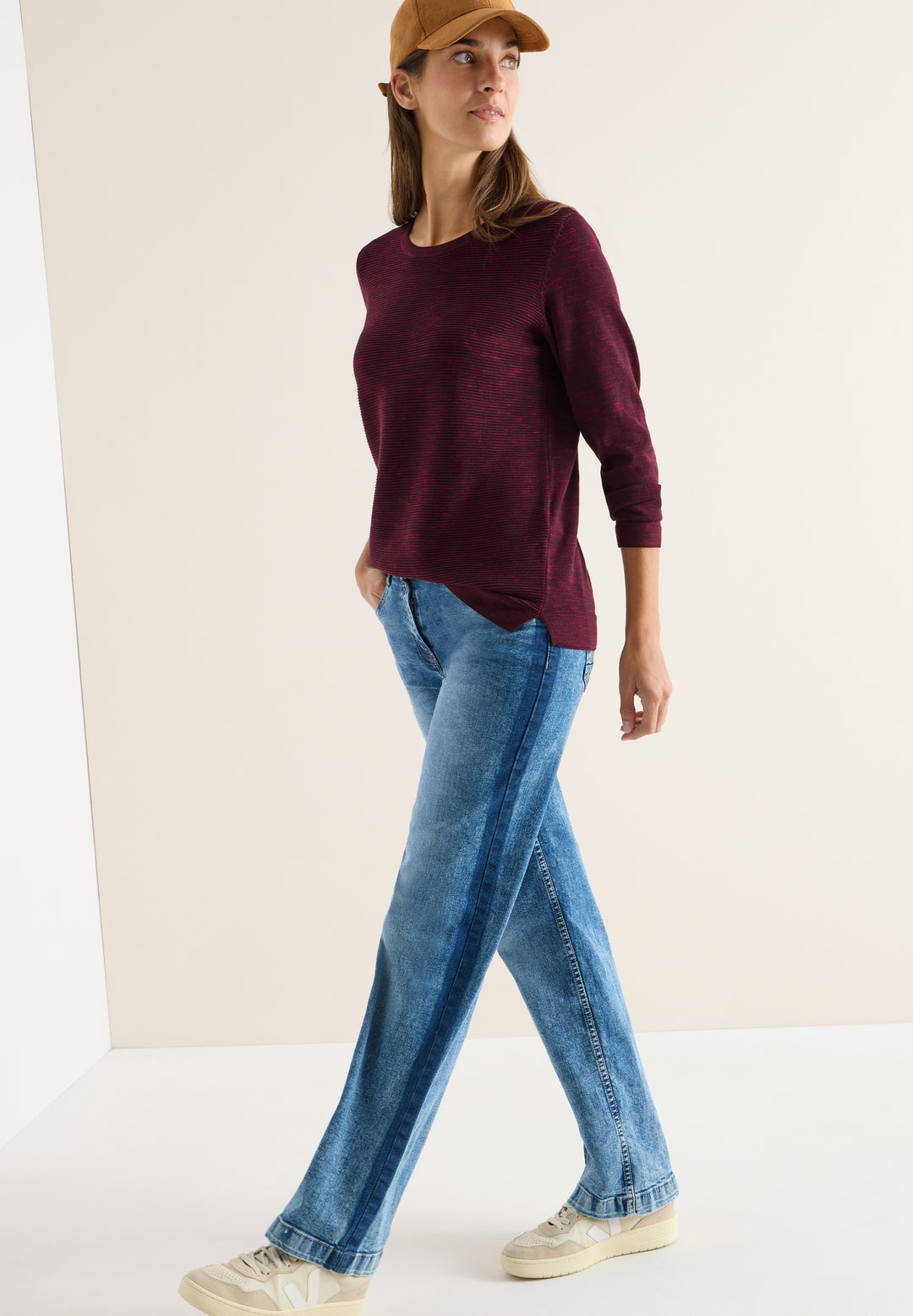 NOS_structured Roundneck, eggplant red heather melange 16930 Bild 5