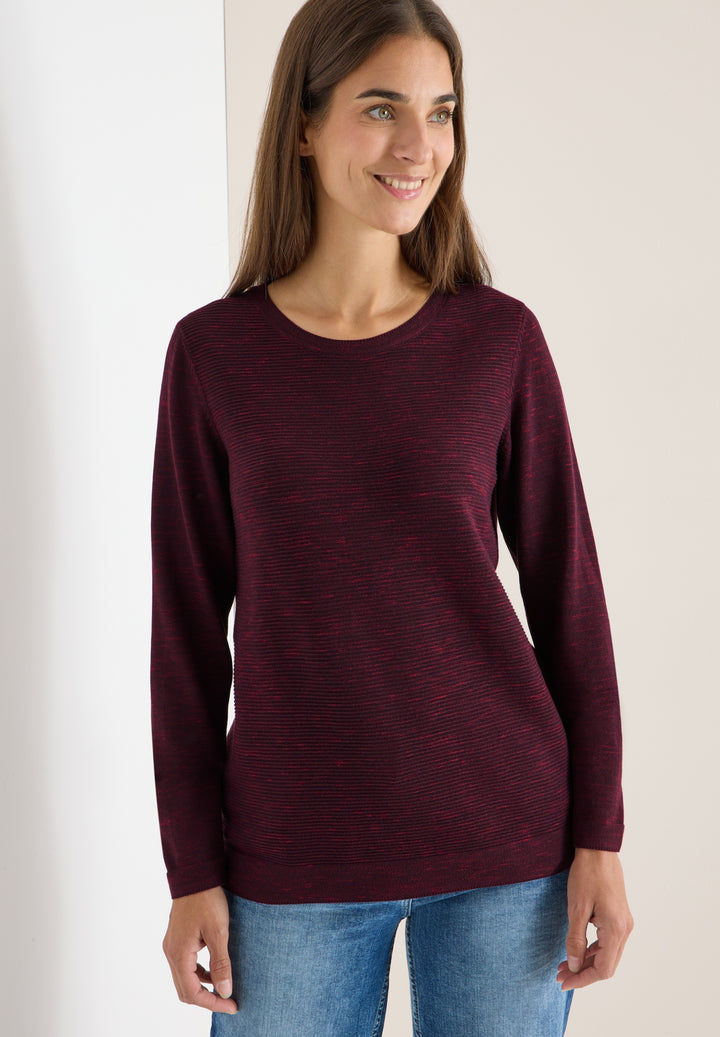 NOS_structured Roundneck, eggplant red heather melange 16930 Bild 6