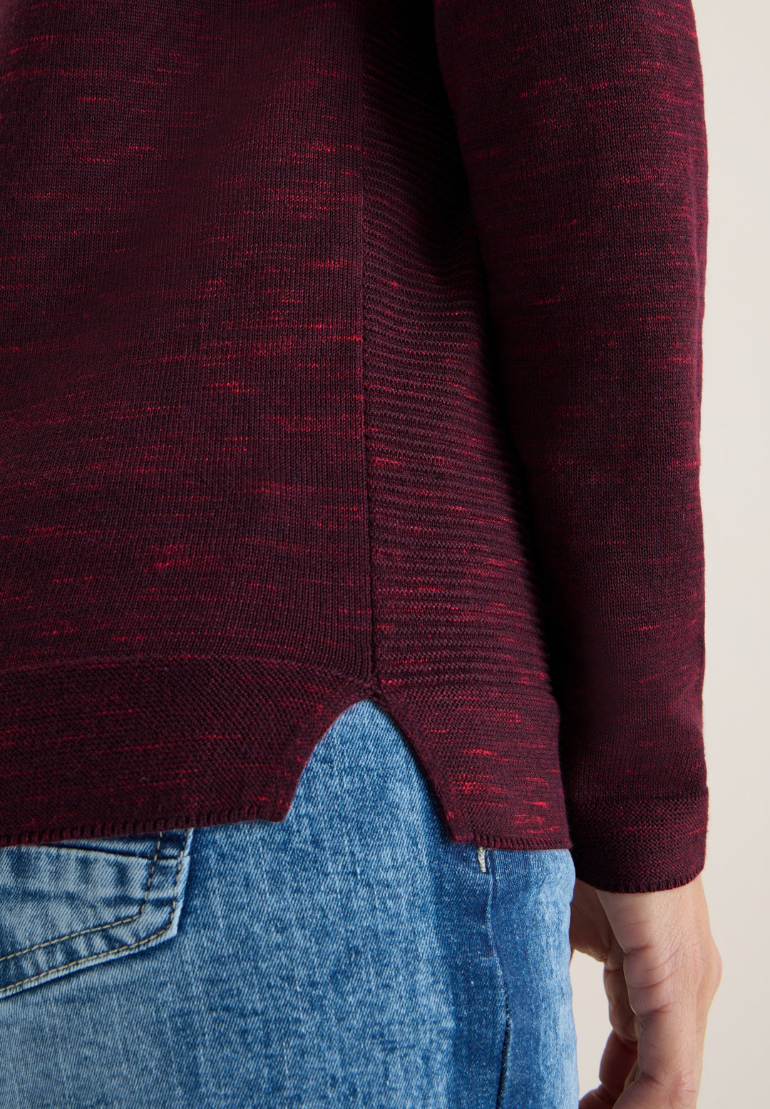 NOS_structured Roundneck, eggplant red heather melange 16930 Bild 7