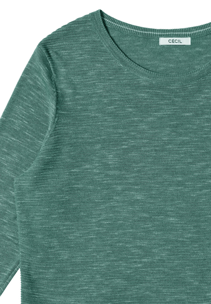 NOS_structured Roundneck, smoky green heather melange 16926 Bild 2