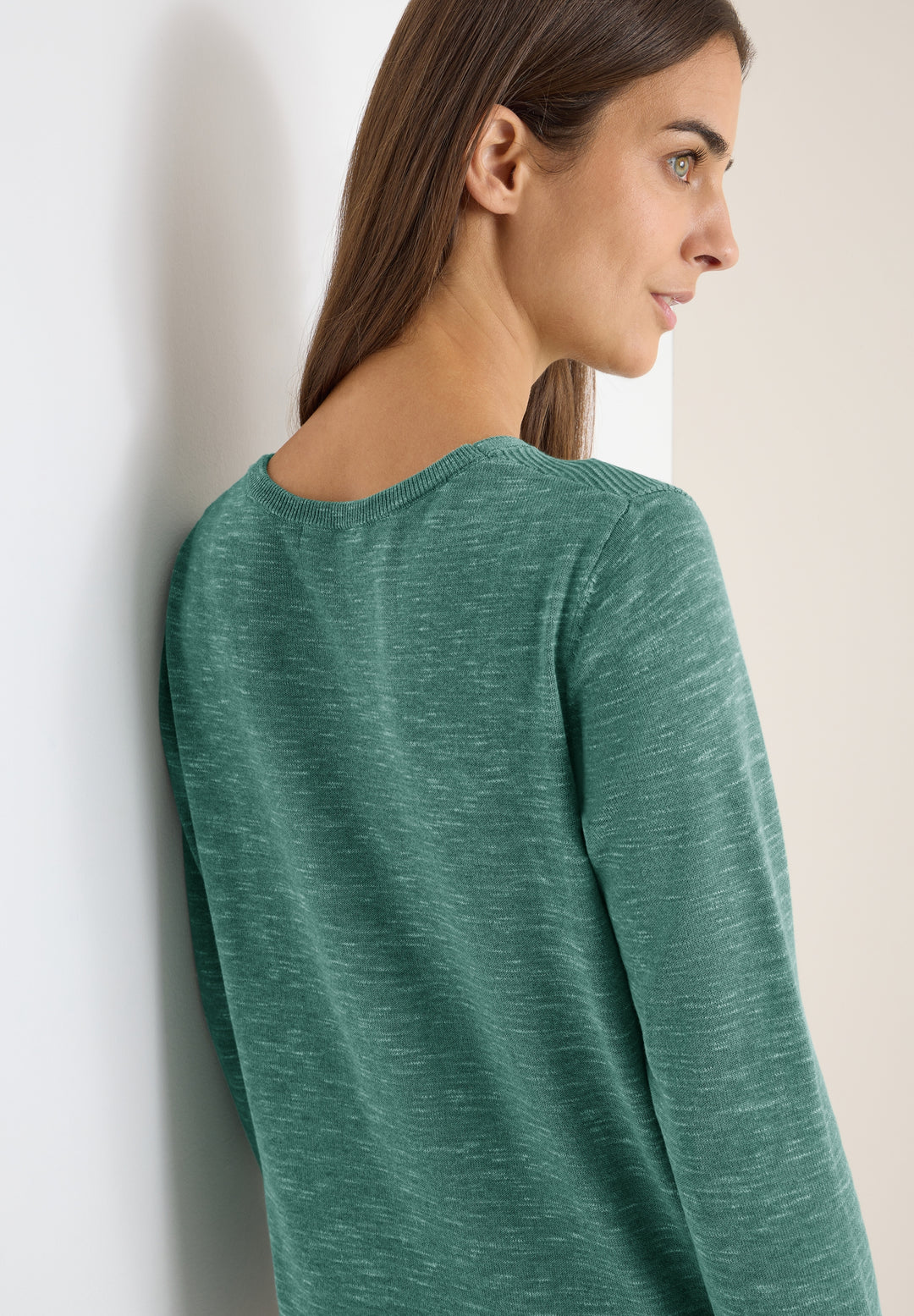 NOS_structured Roundneck, smoky green heather melange 16926 Bild 4