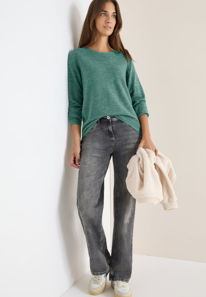 NOS_structured Roundneck, smoky green heather melange 16926 Bild 5