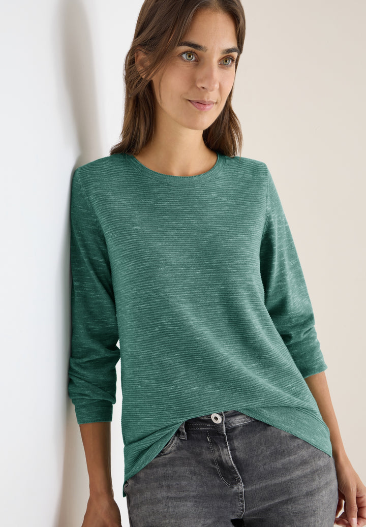 NOS_structured Roundneck, smoky green heather melange 16926 Bild 7