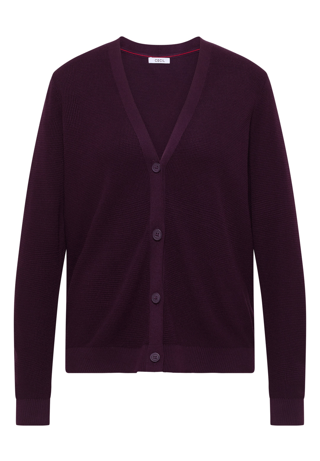 NOS_Structured V-Neck Cardigan, eggplant red 16855 Bild 1