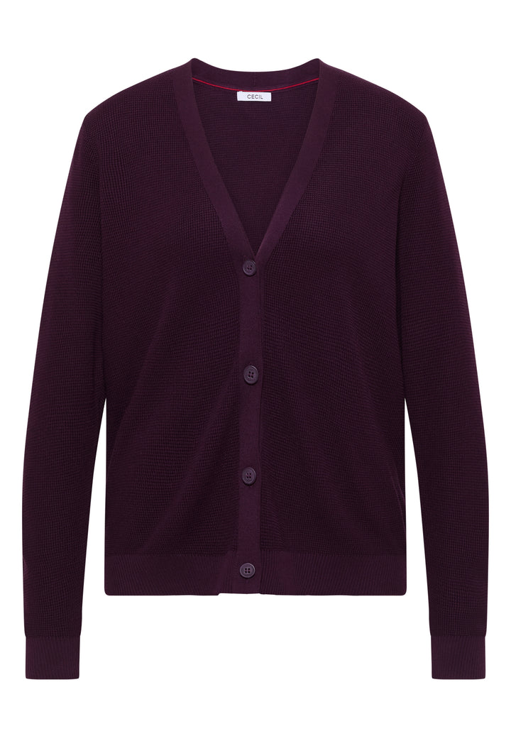 NOS_Structured V-Neck Cardigan, eggplant red 16855 Bild 1