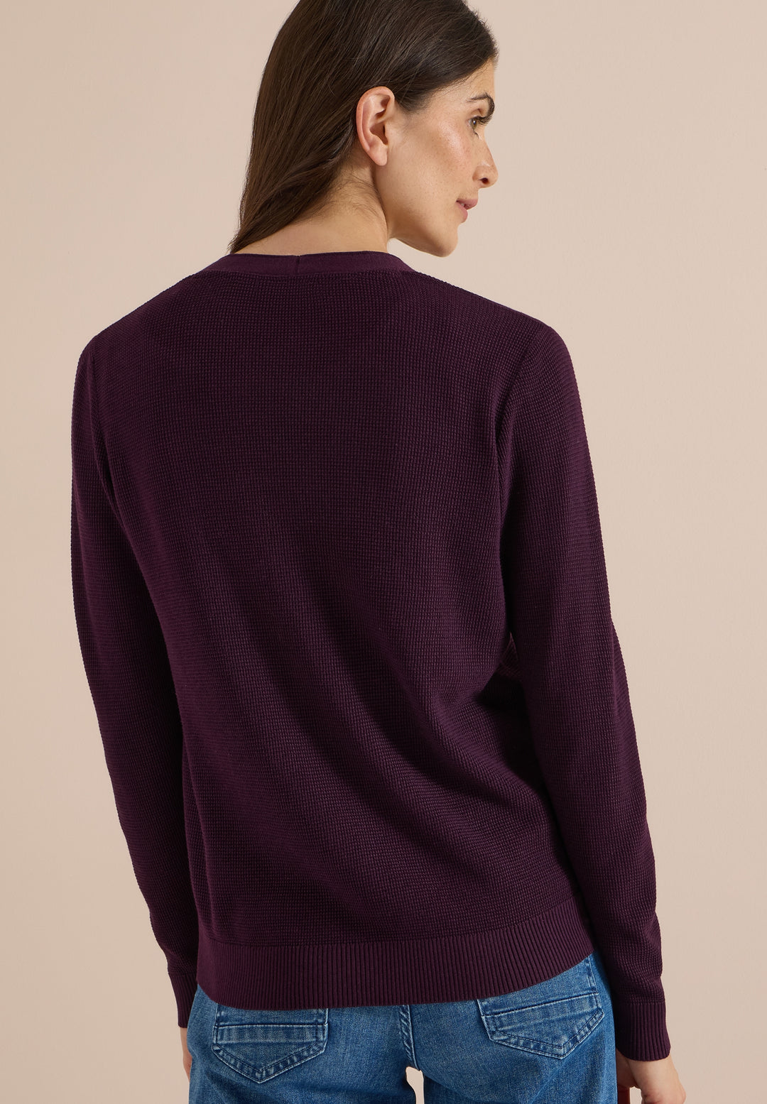NOS_Structured V-Neck Cardigan, eggplant red 16855 Bild 4