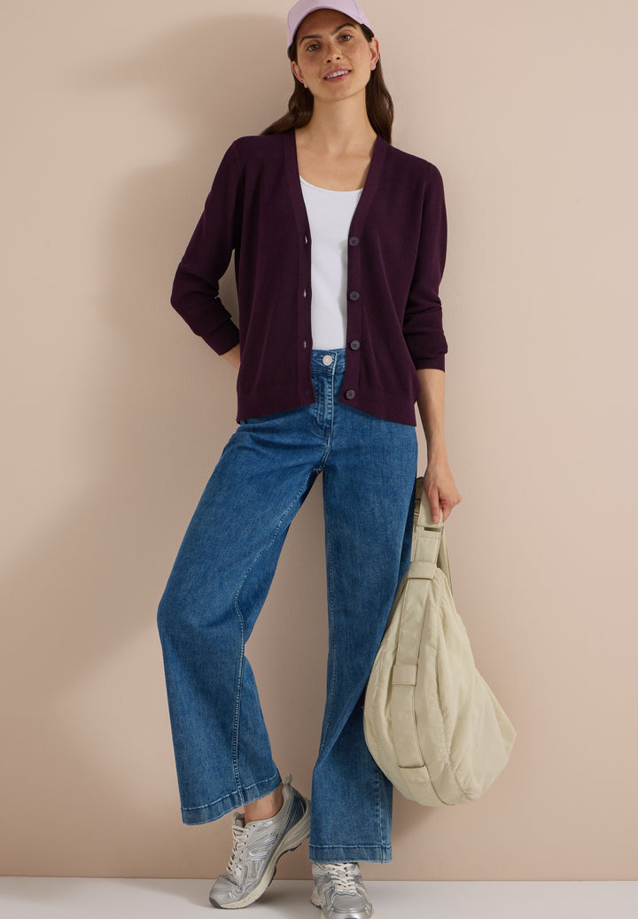 NOS_Structured V-Neck Cardigan, eggplant red 16855 Bild 5