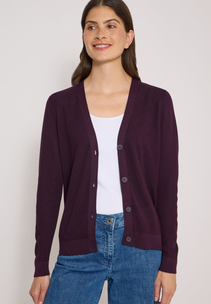 NOS_Structured V-Neck Cardigan, eggplant red 16855 Bild 6