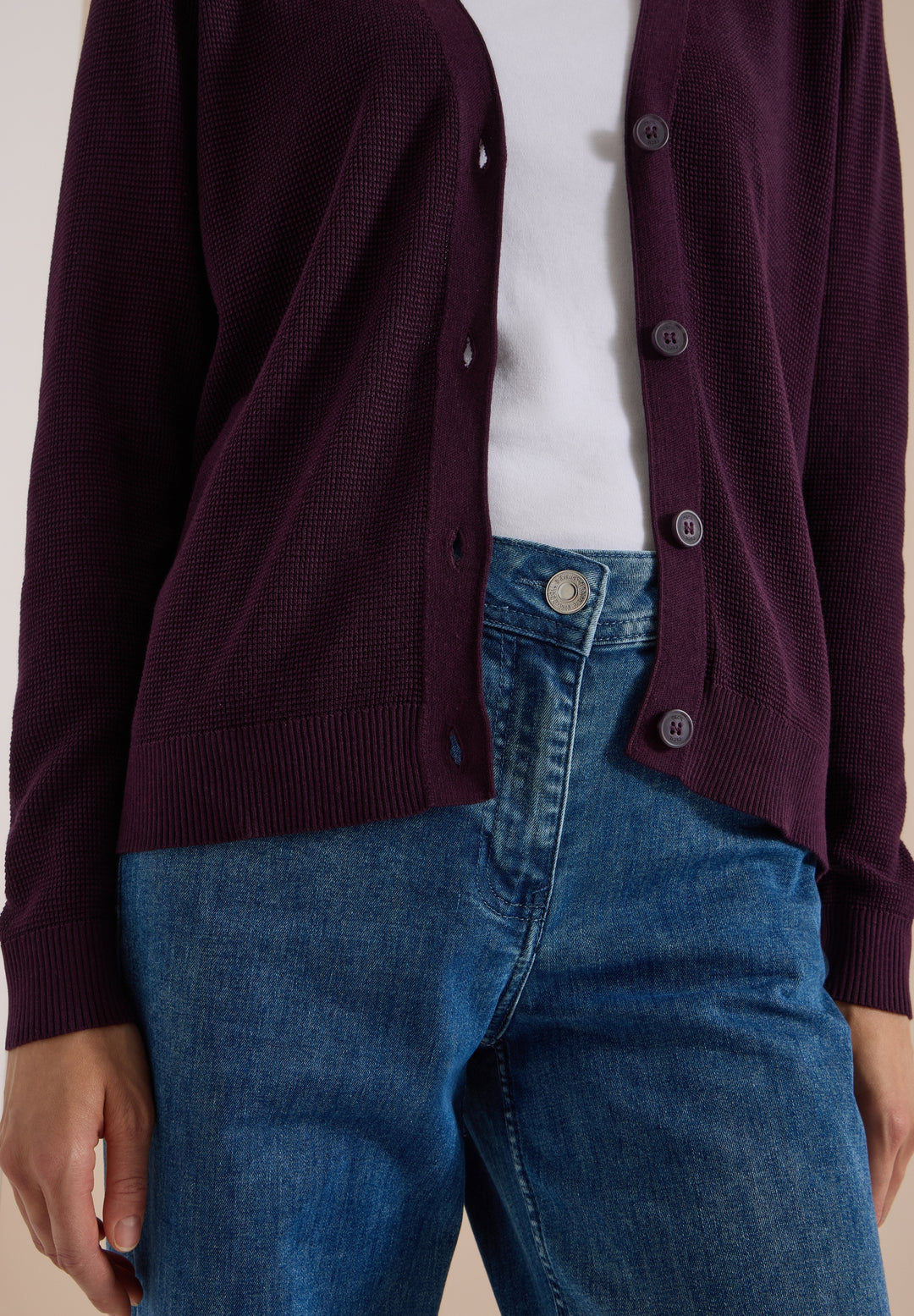 NOS_Structured V-Neck Cardigan, eggplant red 16855 Bild 7