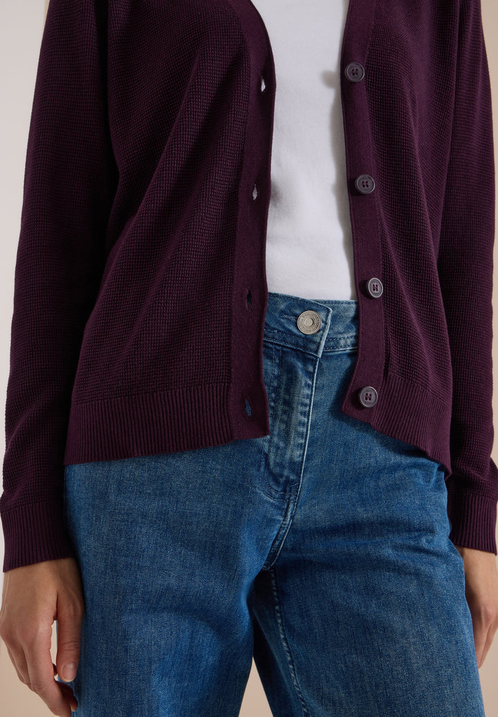 NOS_Structured V-Neck Cardigan, eggplant red 16855 Bild 7
