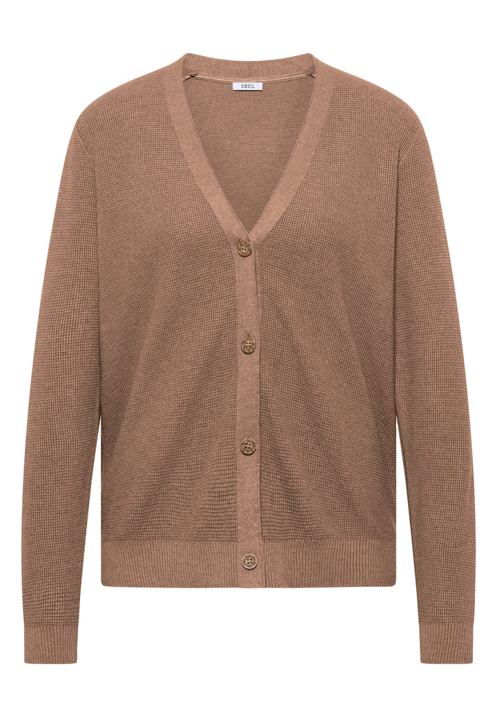 NOS_Structured V-Neck Cardigan, creamy mocha melange 17796 Bild 1