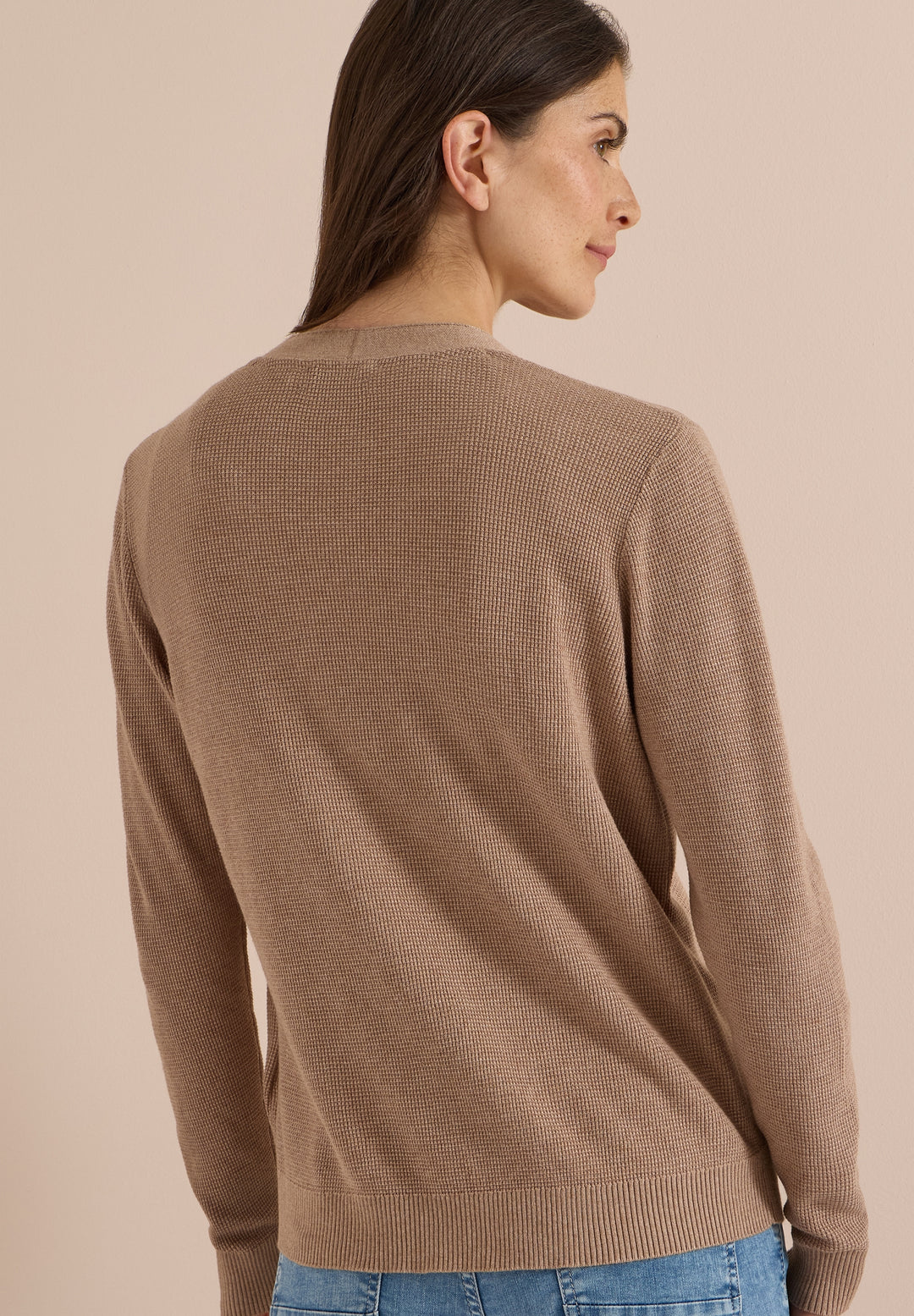 NOS_Structured V-Neck Cardigan, creamy mocha melange 17796 Bild 4