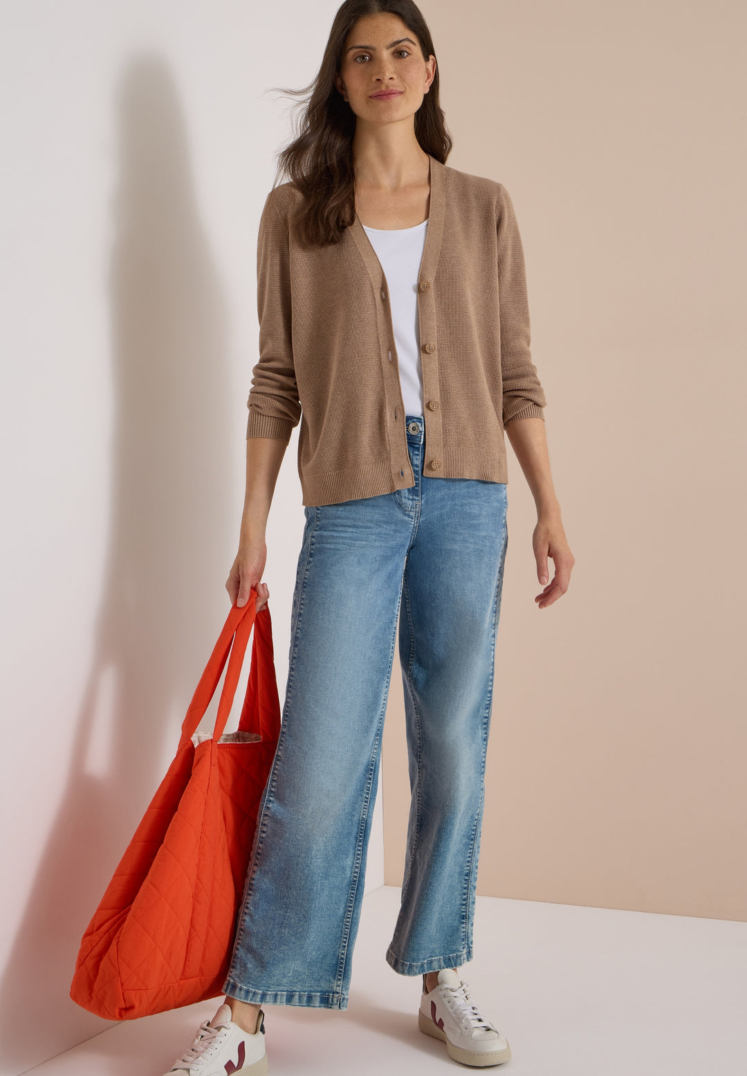 NOS_Structured V-Neck Cardigan, creamy mocha melange 17796 Bild 5