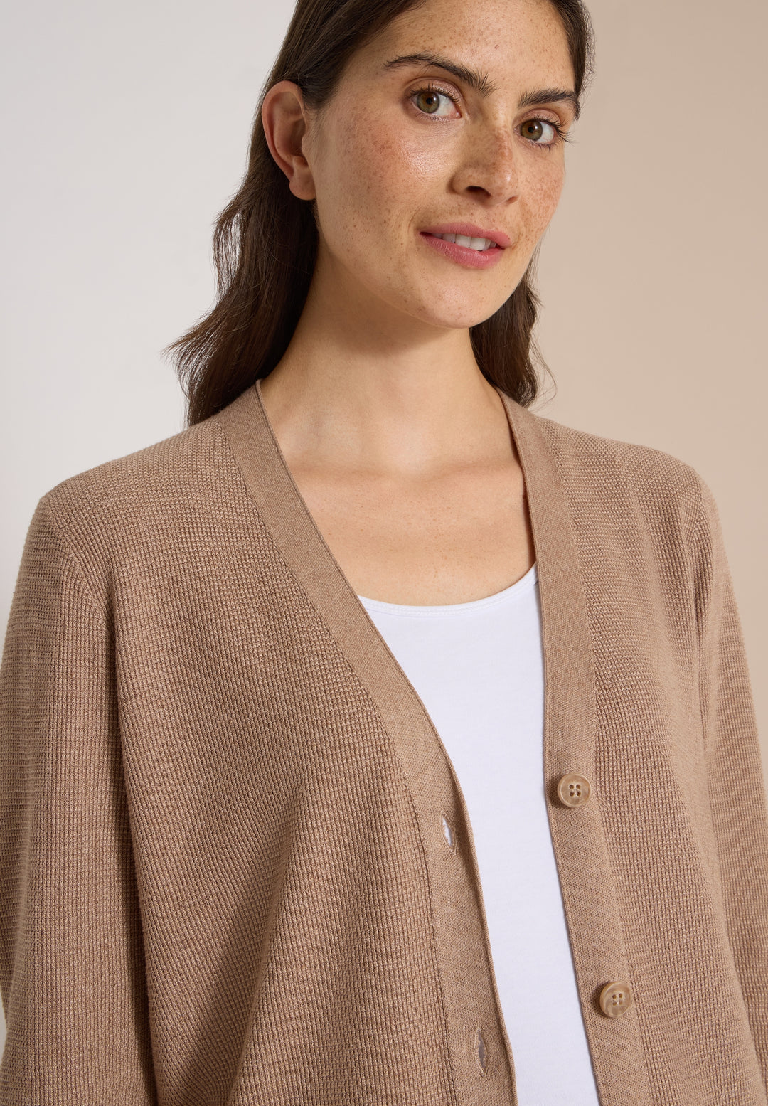 NOS_Structured V-Neck Cardigan, creamy mocha melange 17796 Bild 6