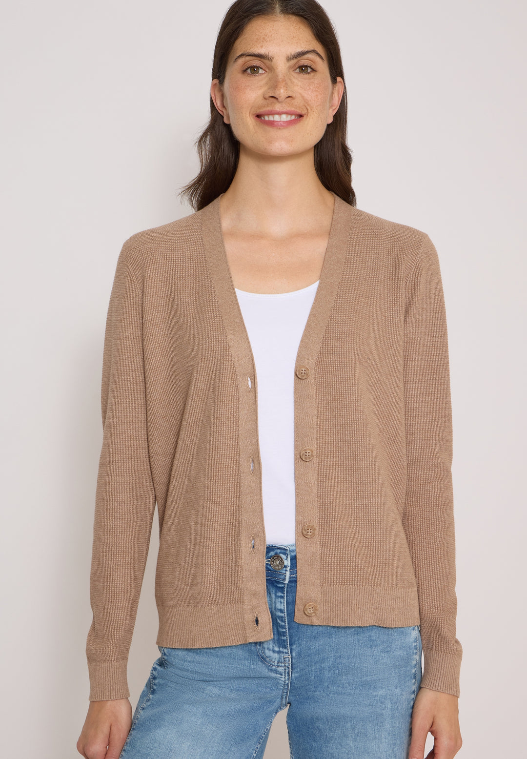 NOS_Structured V-Neck Cardigan, creamy mocha melange 17796 Bild 7