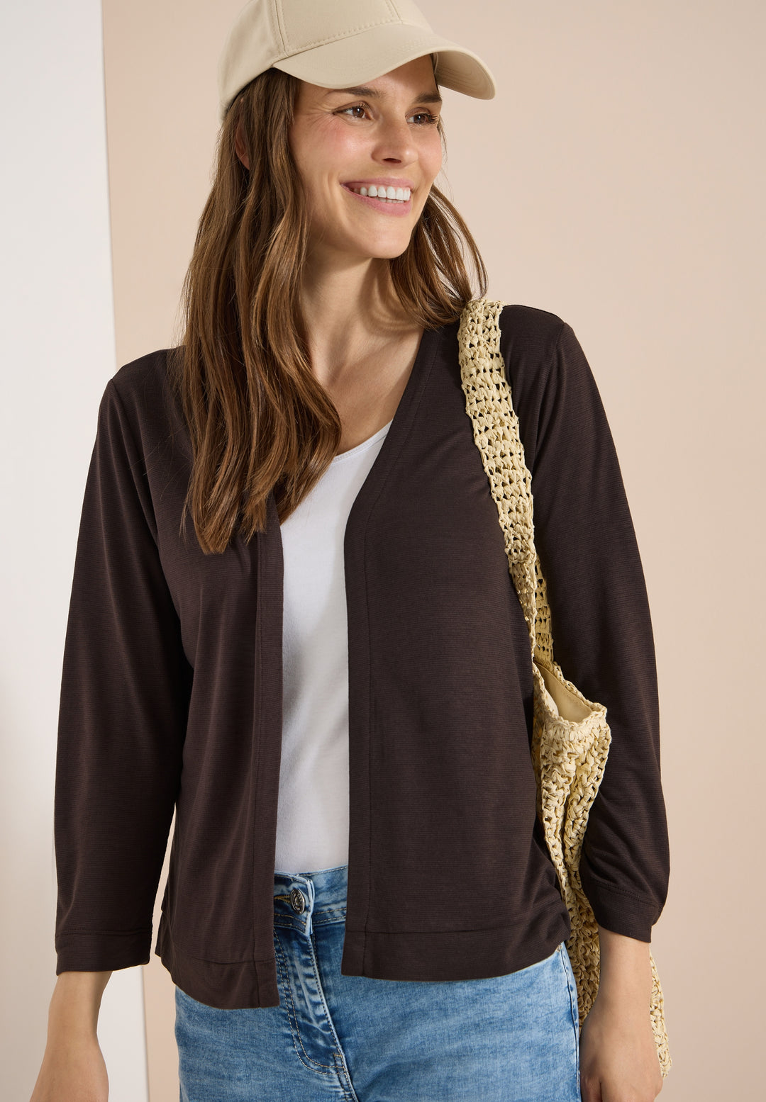 Open T-Shirt Jacket, brown cacao 17673 Bild 3