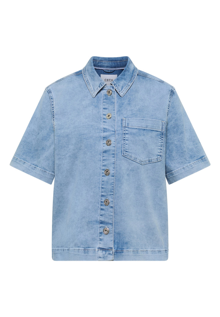 Overshirt Short Sleeve Light B, light blue used wash 10349 Bild 1