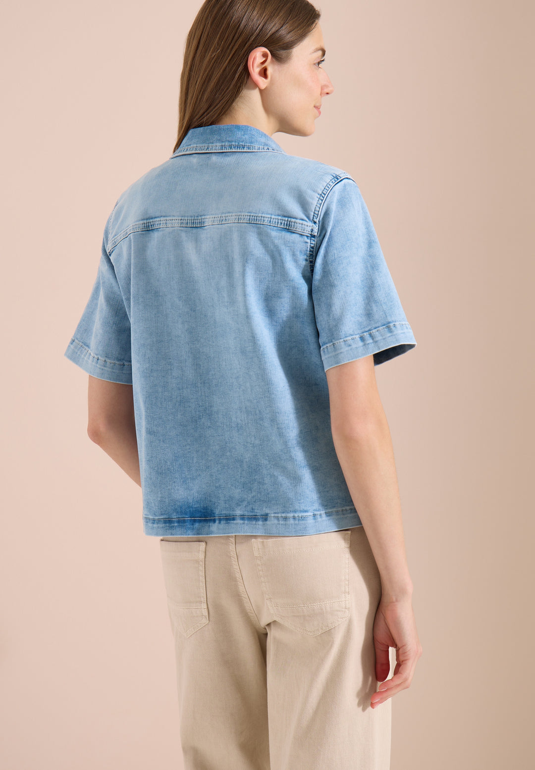 Overshirt Short Sleeve Light B, light blue used wash 10349 Bild 4