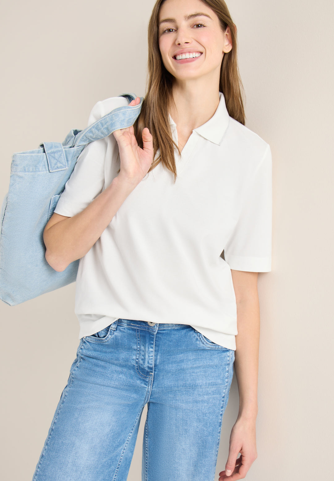 Piquée Polo Shirt, vanilla white 13474 Bild 5
