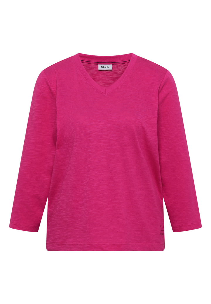 Rib V-Neck Shirt, pink flash 17981 Bild 1