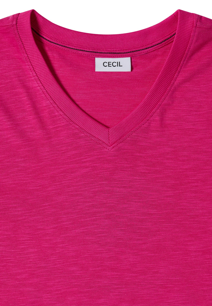 Rib V-Neck Shirt, pink flash 17981 Bild 2