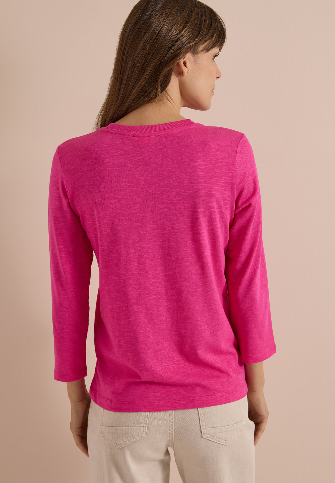 Rib V-Neck Shirt, pink flash 17981 Bild 4