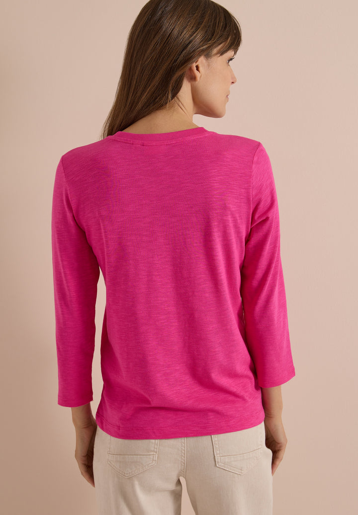 Rib V-Neck Shirt, pink flash 17981 Bild 4
