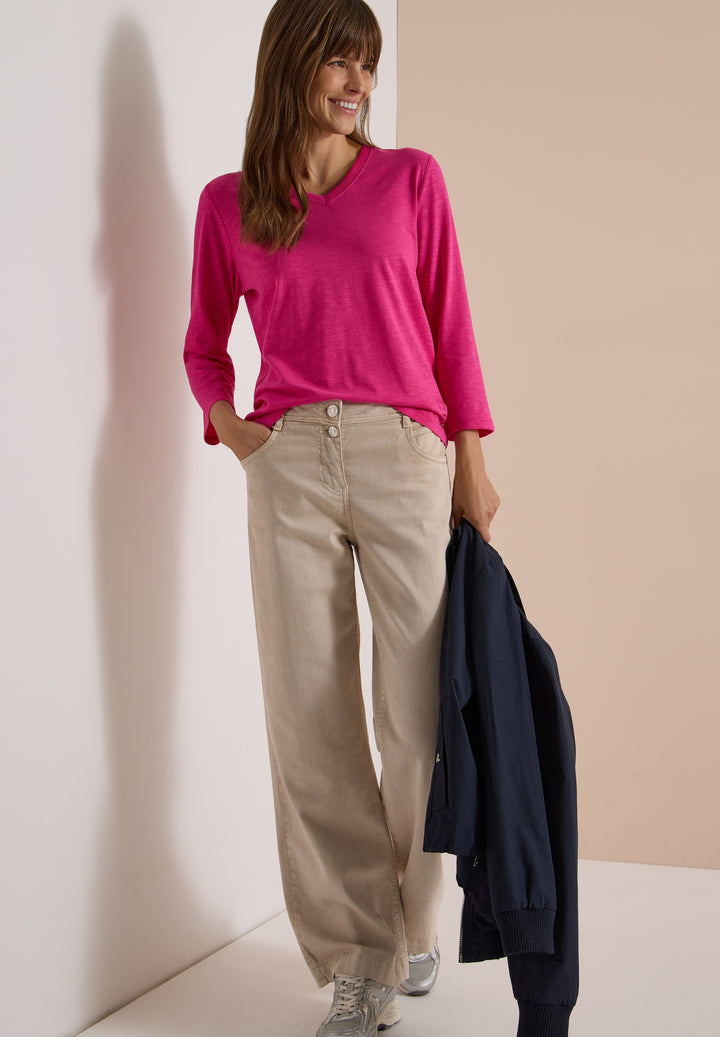 Rib V-Neck Shirt, pink flash 17981 Bild 5