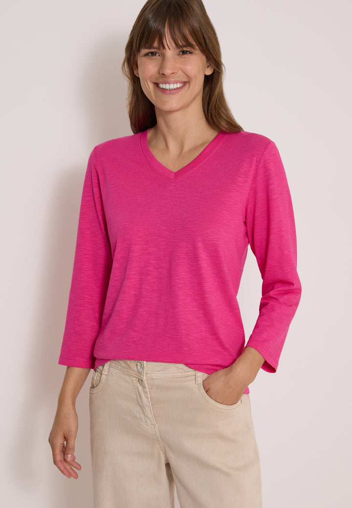 Rib V-Neck Shirt, pink flash 17981 Bild 6