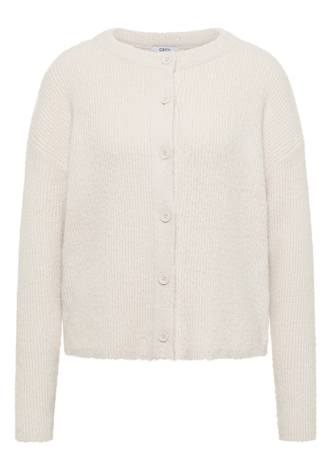 Ribbed  featheryarn cardigan, light greige 17089 Bild 1