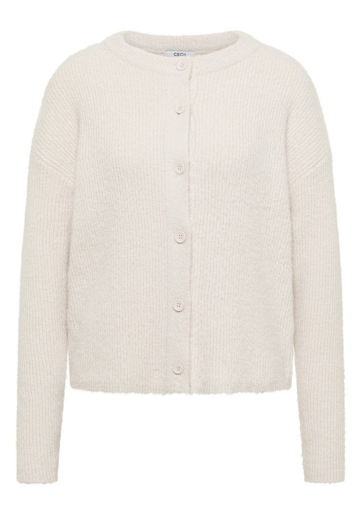 Ribbed  featheryarn cardigan, light greige 17089 Bild 1