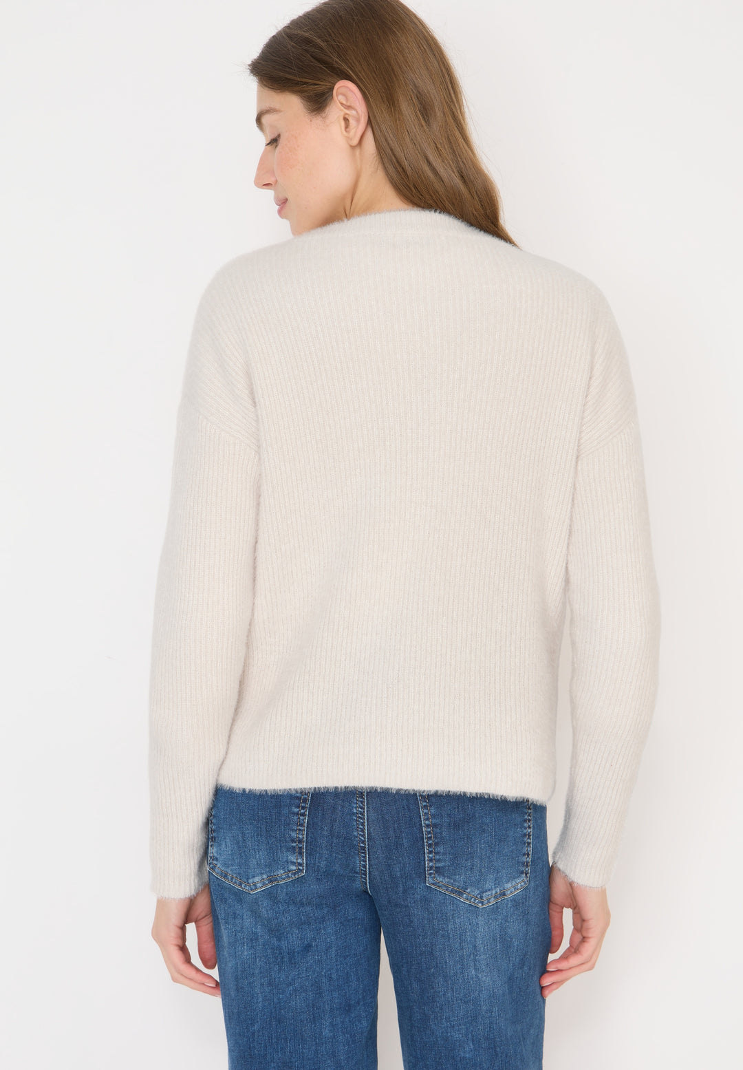 Ribbed  featheryarn cardigan, light greige 17089 Bild 4