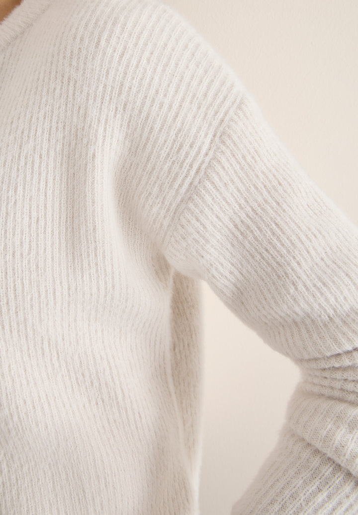 Ribbed  featheryarn cardigan, light greige 17089 Bild 6