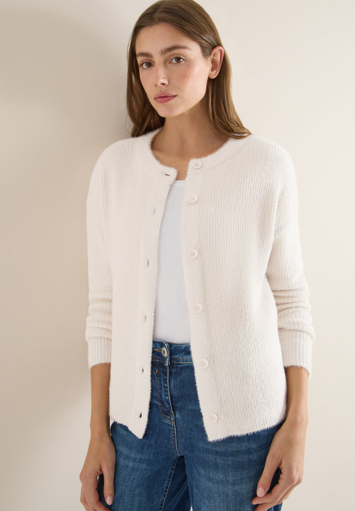 Ribbed  featheryarn cardigan, light greige 17089 Bild 7