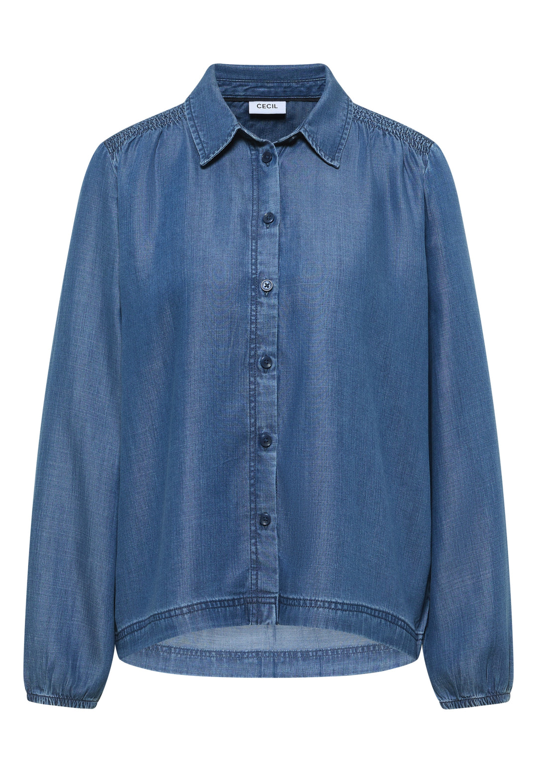 Smock Detail Lyocell Blouse, mid blue wash 10281 Bild 1