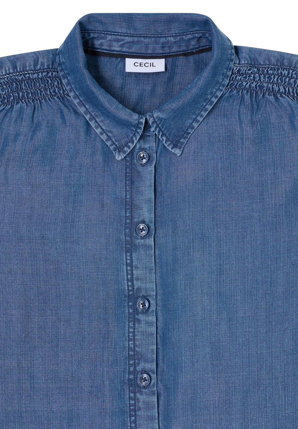 Smock Detail Lyocell Blouse, mid blue wash 10281 Bild 2